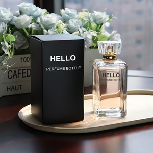 Spray Glass Perfume Bottle 100ml Rectangle Perfume Bottle With Plastic Pump Plug Cap