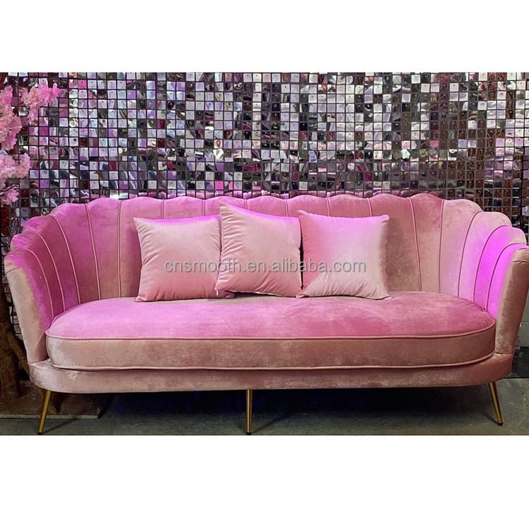 Modern Sofa Set American Design Furniture Pink Velvet Fabric Living Room Sofas Sets Luxury Gold for Sale