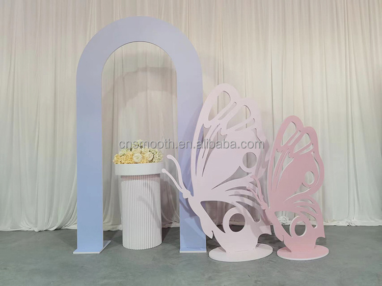 Smooth custom pvc backdrop silver butterfly decoration for wedding