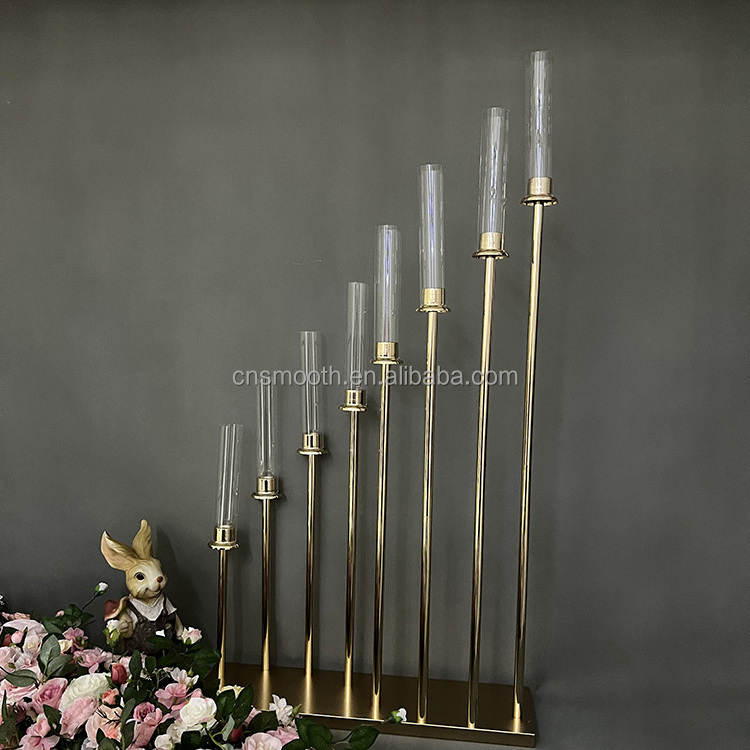 Wedding Rectangle Shape  Crystal Candle Holder Glass Candelabra Table Centerpieces With Mirror Base