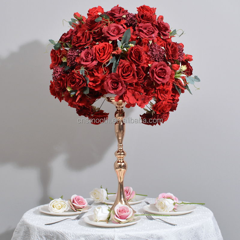 Customized Flower Ball Artificial Floral Red Rose Centerpiece For Wedding Events Decoration