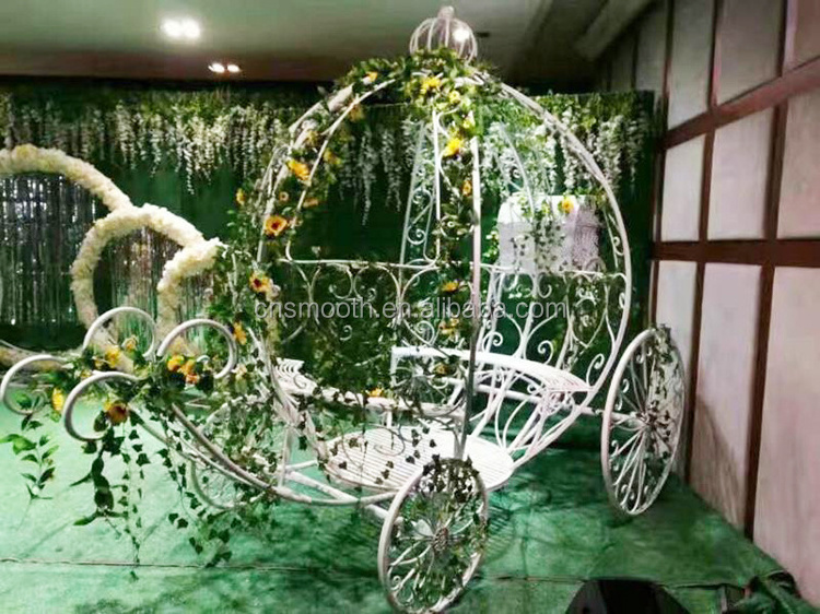 New design white cinderella pumpkin metal garden wedding decoration carriage