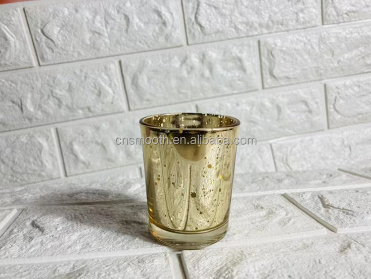 Wedding Beautiful Electroplated Gold Round Tea Light Glass Candle Holder for Wedding