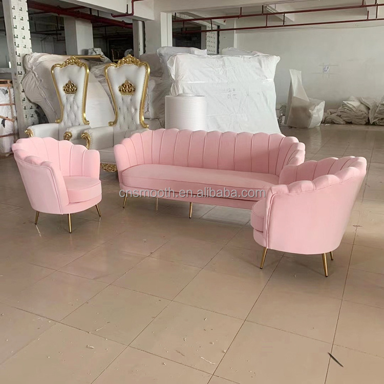 Modern Sofa Set American Design Furniture Pink Velvet Fabric Living Room Sofas Sets Luxury Gold for Sale