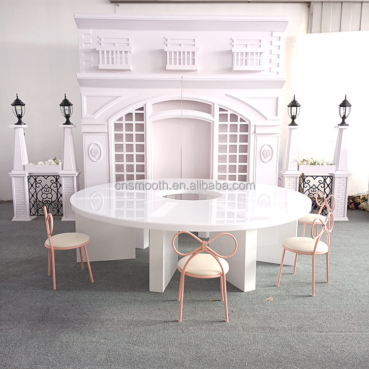 Wedding Kids Event Furniture White Acrylic Baby Dining Table And Chair Set for Kids Party