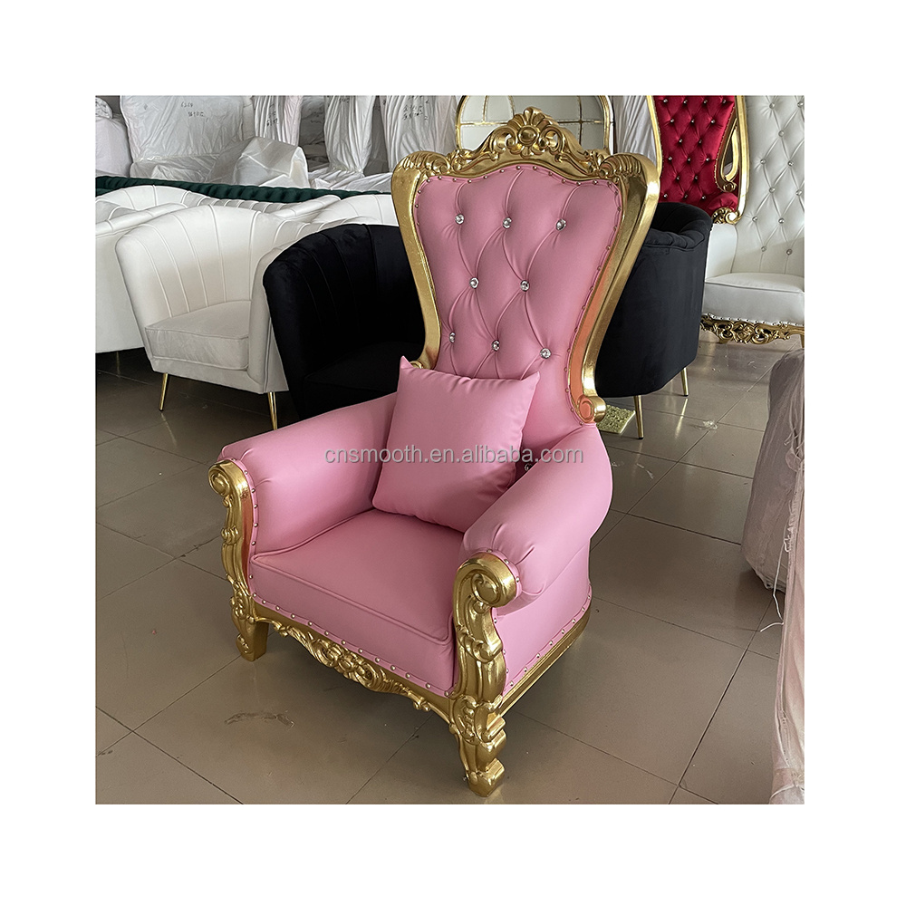 High Back Event Furniture Pink Royal Throne Chair For Kids Party