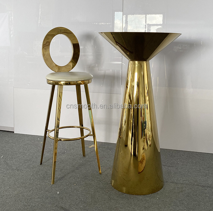 Smooth China Promotion Stainless Steel Gold Cocktail Bar Height Tables Event Bar Table