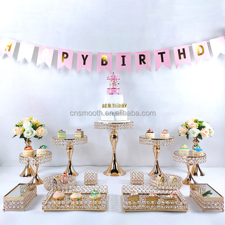 Wedding Mirror Cake Stand Set Crystal Cake Dessert Base Stands Set Swing Cake Stand for Wedding Birthday Party Decoration