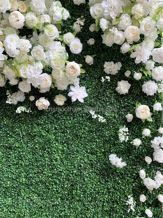 Factory Direct Sales Chinese Artificial Grass Landscape Artificial Grass With White Flowers Artificial Green Wall