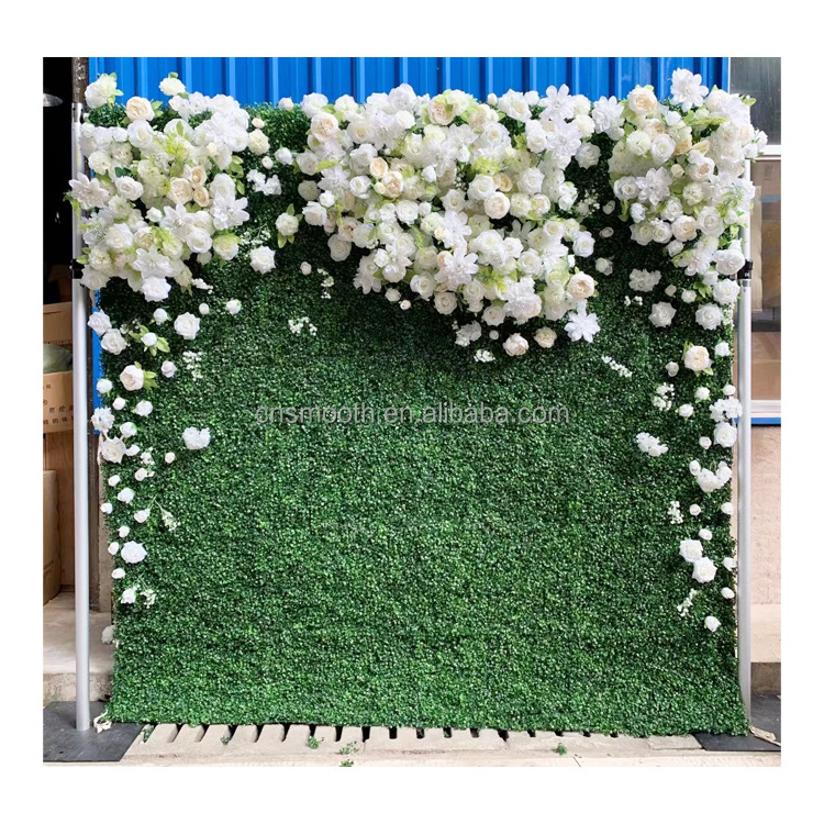 Factory Direct Sales Chinese Artificial Grass Landscape Artificial Grass With White Flowers Artificial Green Wall