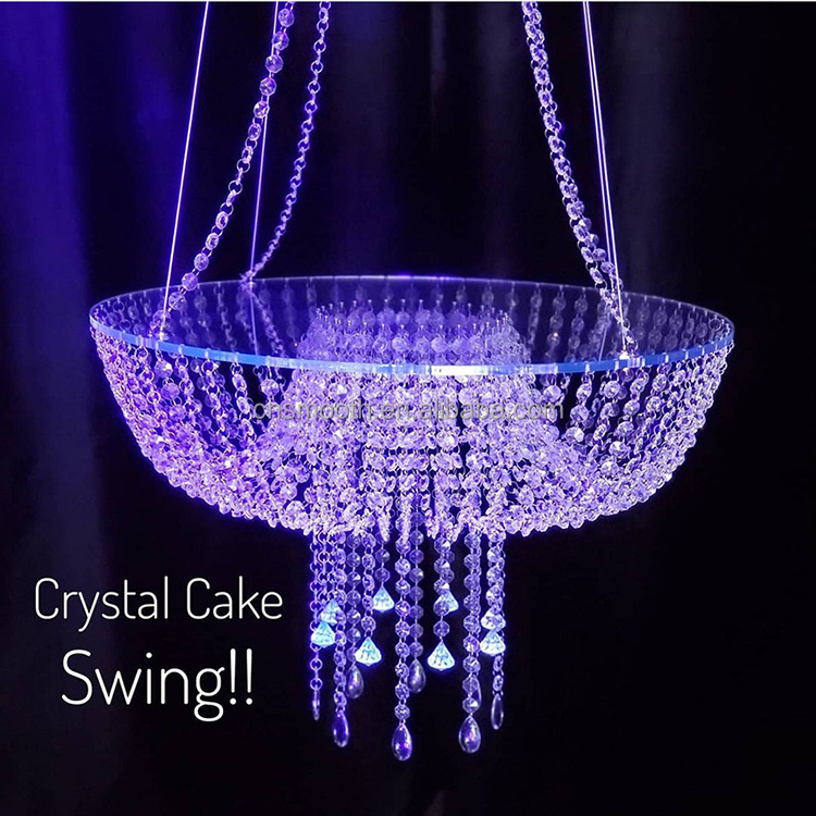 Wedding events decorative ceiling clear acrylic crystal cake swing