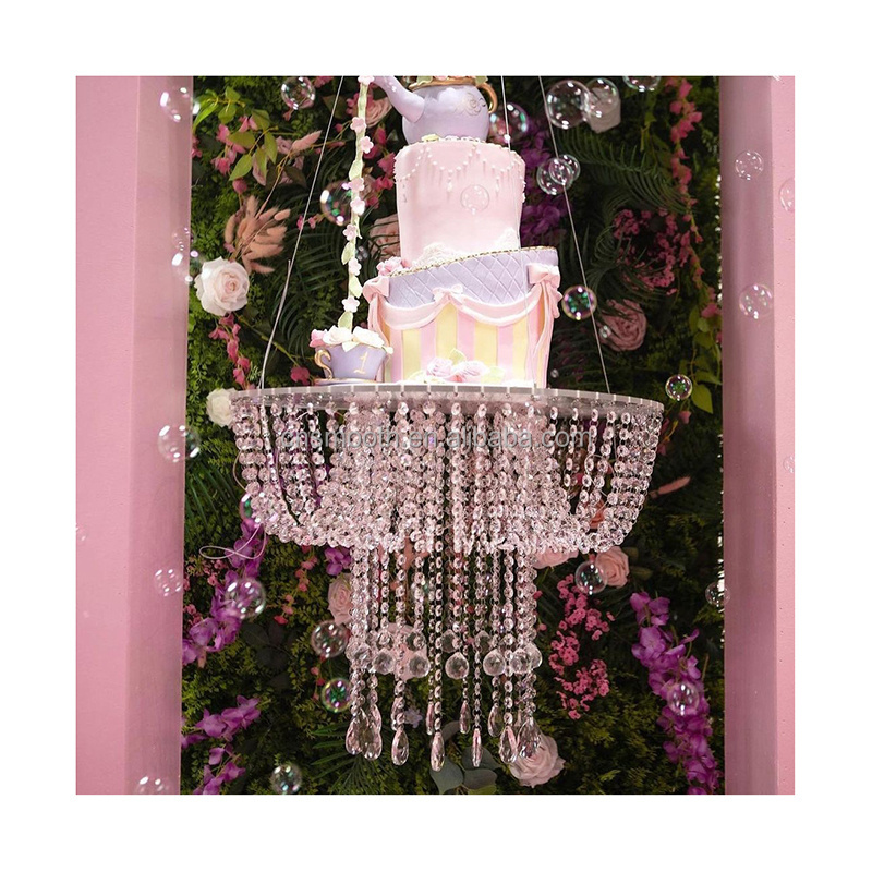 Wedding events decorative ceiling clear acrylic crystal cake swing