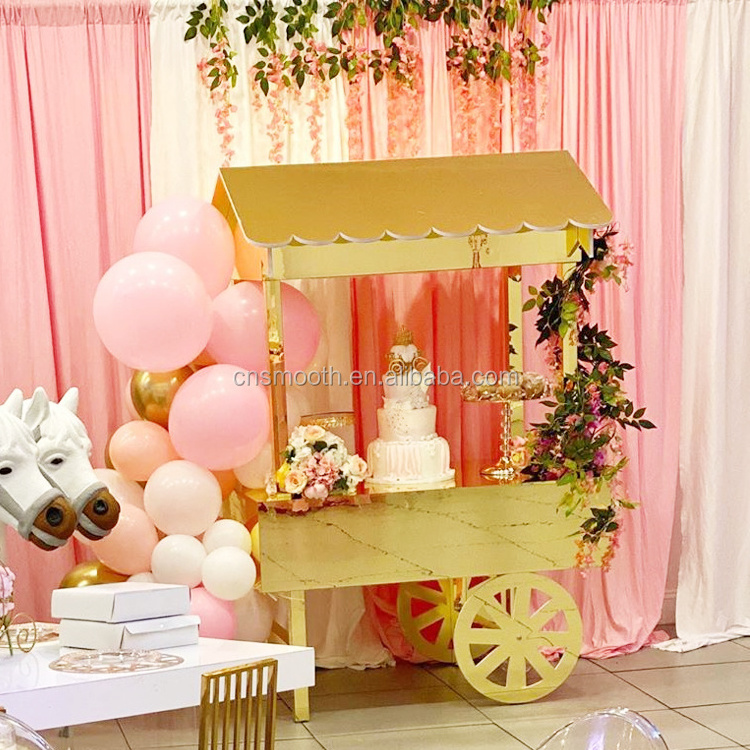 Birthday Party Display Cotton Candy Bar Cart Mini Wood Ice Cream Candy Food Carts For Sale