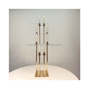 Wedding Geometric Decorating Metal Gold Glass Candle Holder For Wedding Decoration