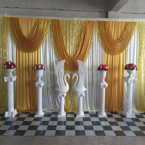 Portable Stage Wedding Light Large Gold Sequin Fabric Curtain Backdrop