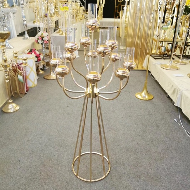 Wedding Gold Metal Candle Holders Candlestick Table Centerpieces Vase For Wedding