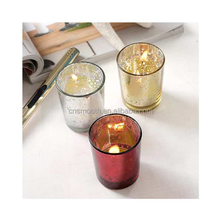 Wedding Beautiful Electroplated Gold Round Tea Light Glass Candle Holder for Wedding