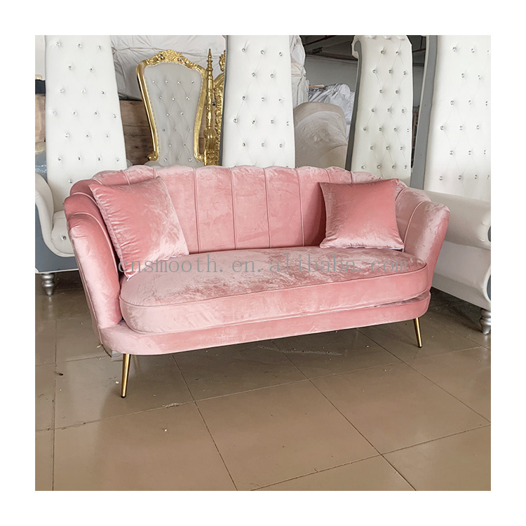 Modern Sofa Set American Design Furniture Pink Velvet Fabric Living Room Sofas Sets Luxury Gold for Sale