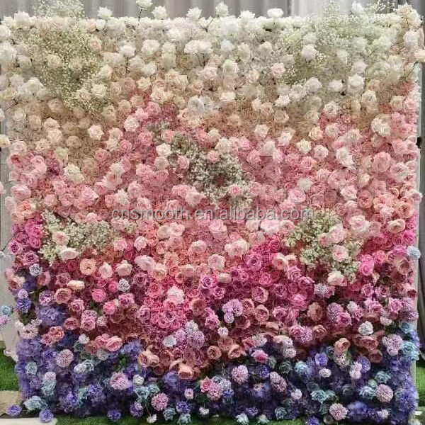 Artificial Peony Flower Wall Roll Up Fabric Silk Floral Wall Backdrop Wedding Decoration