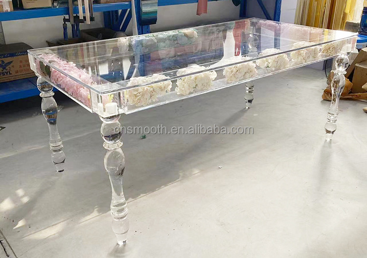 Wedding Supplies Custom Clear Ghost Wedding Furniture Bride And Groom Acrylic Outdoor Dining Table for Event