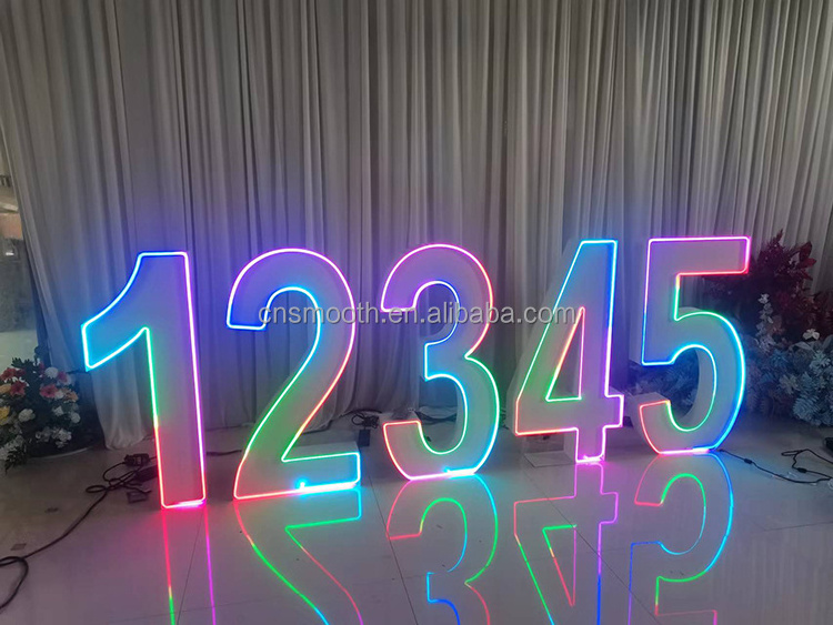 Smooth Customized Color Changing RGB Led Letter Lights Numbers Marquee Letters Wedding Sign Large Light Up Numbers