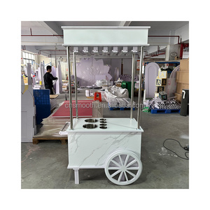 Wedding Party Decoration White Candy Ice Cream Flower Bar Cart Display For Baby Shower