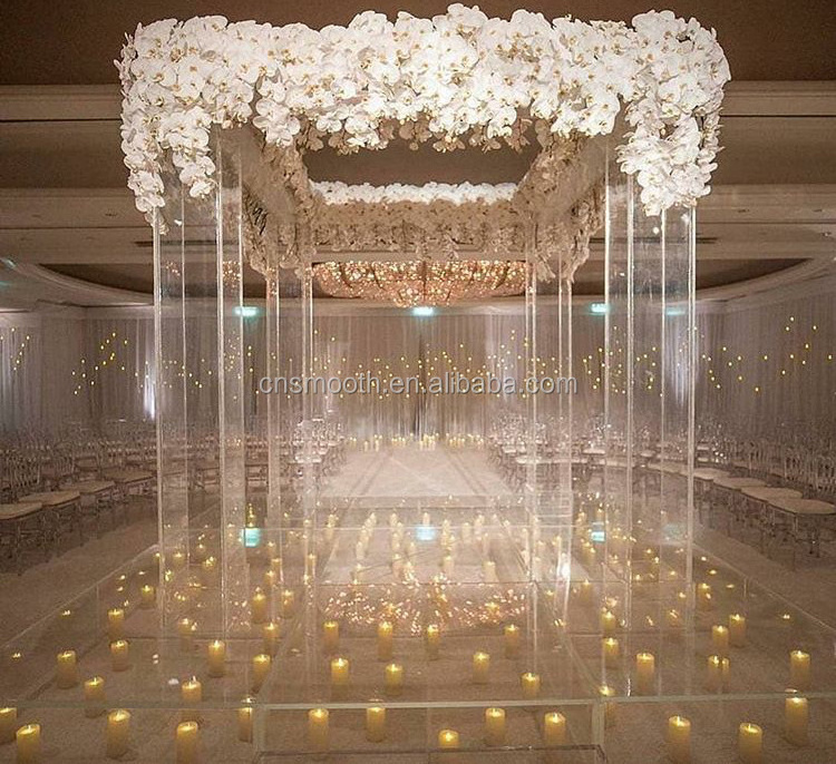 Ceremony Decorative Square Clear Acrylic Aisle Pillars Gazebo Wedding Chuppah