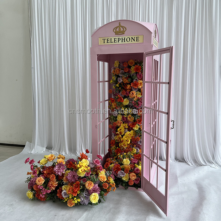 Wedding Traditional Antique Metal Iron Red Pink  London Telephone Box Phone Booth For Decoration