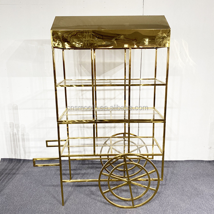 Wholesale wedding party supplies gold candy cart wedding event decoration sweet cart dessert cart display racks