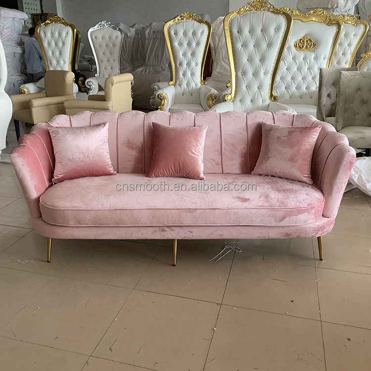 Modern Sofa Set American Design Furniture Pink Velvet Fabric Living Room Sofas Sets Luxury Gold for Sale