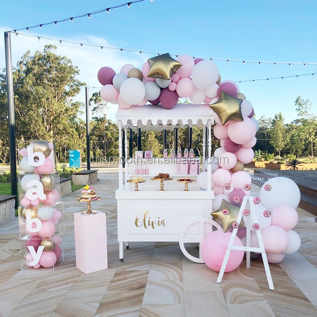 Birthday Party Display Cotton Candy Bar Cart Mini Wood Ice Cream Candy Food Carts For Sale