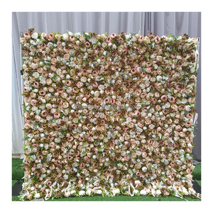 Artificial Peony Flower Wall Roll Up Fabric Silk Floral Wall Backdrop Wedding Decoration