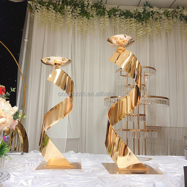 Wholesale Tall S Shape Black Gold Metal Flower Stand Wedding Centerpieces for Party Event