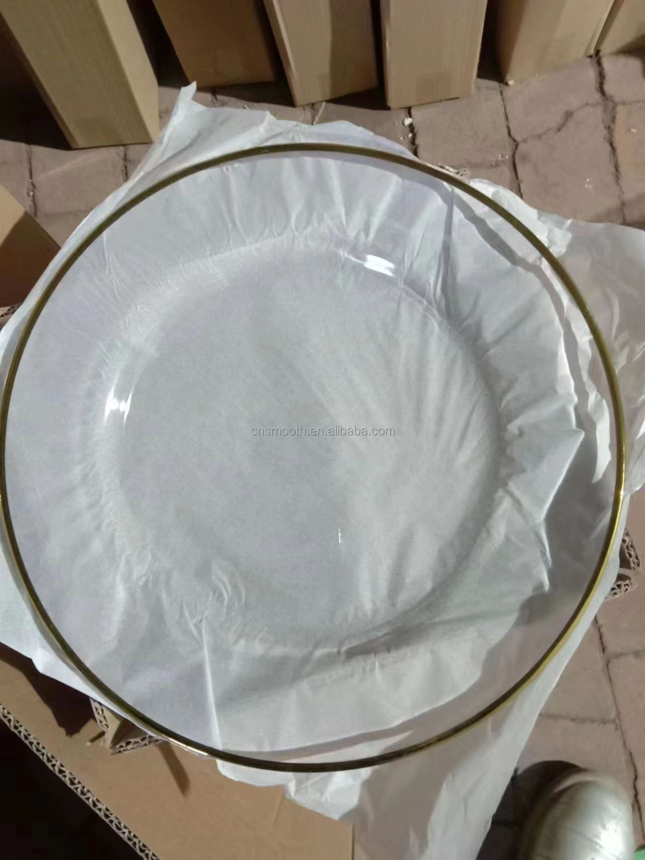 popular sale wedding event tableware clear glass charger plate transparent glass plate