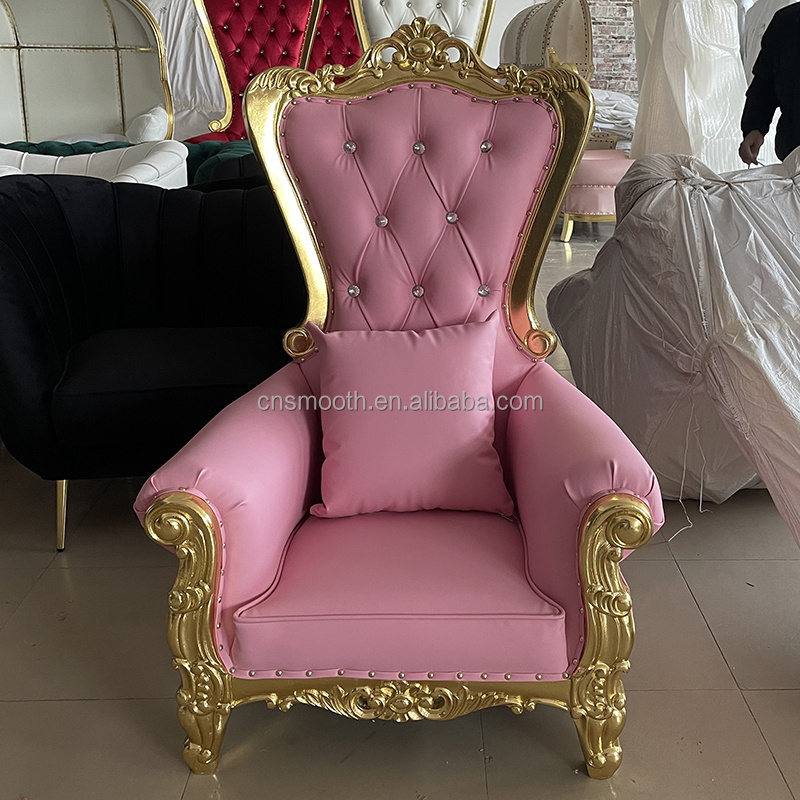 High Back Event Furniture Pink Royal Throne Chair For Kids Party