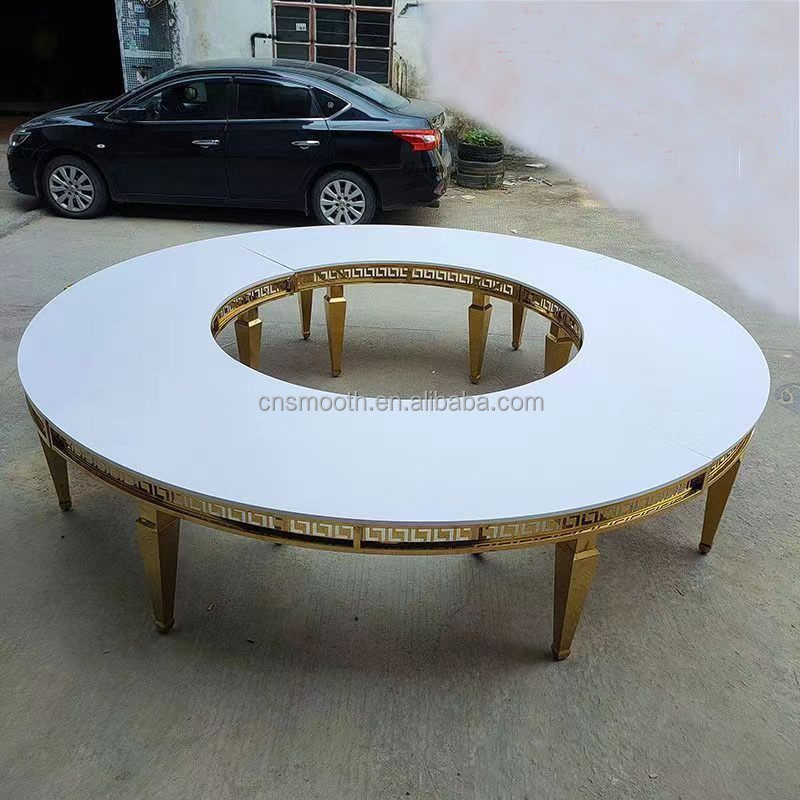 Wholesale Elegant Luxury Wedding Banquet Dining MDF Table Set 6 Chairs White And Gold Dining Round Table for Wedding