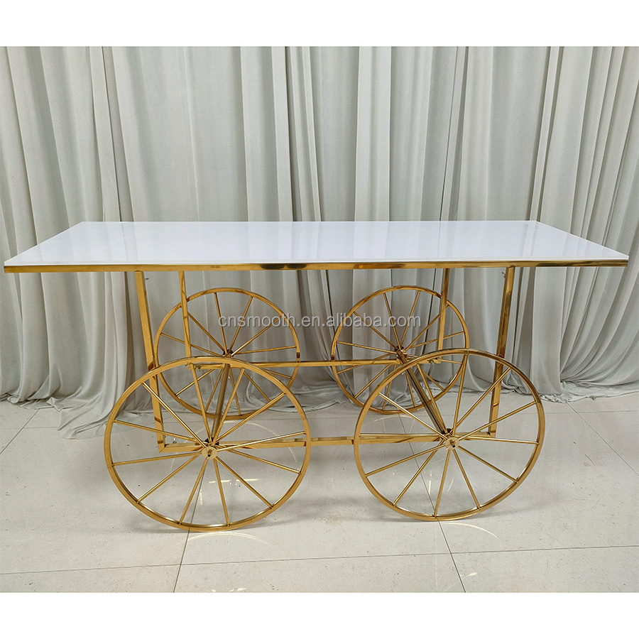 Wholesale wedding party supplies gold candy cart wedding event decoration sweet cart dessert cart display racks