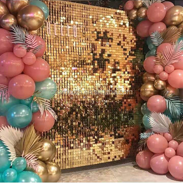 Stunning Iridescent Gold Mirror Sequin Shimmer Wall Backdrop