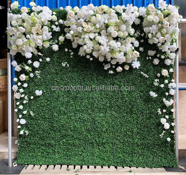 Wedding Decor Fabric Roll Up Base 3D Artificial Green Grass Wall Backdrop