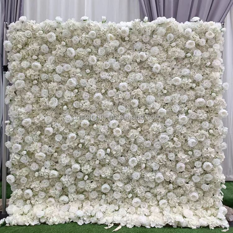 Hot Sale Artificial White Rose Flower Wall Backdrop 5d 8ft x 8ft 3d Flower Wall Decoration