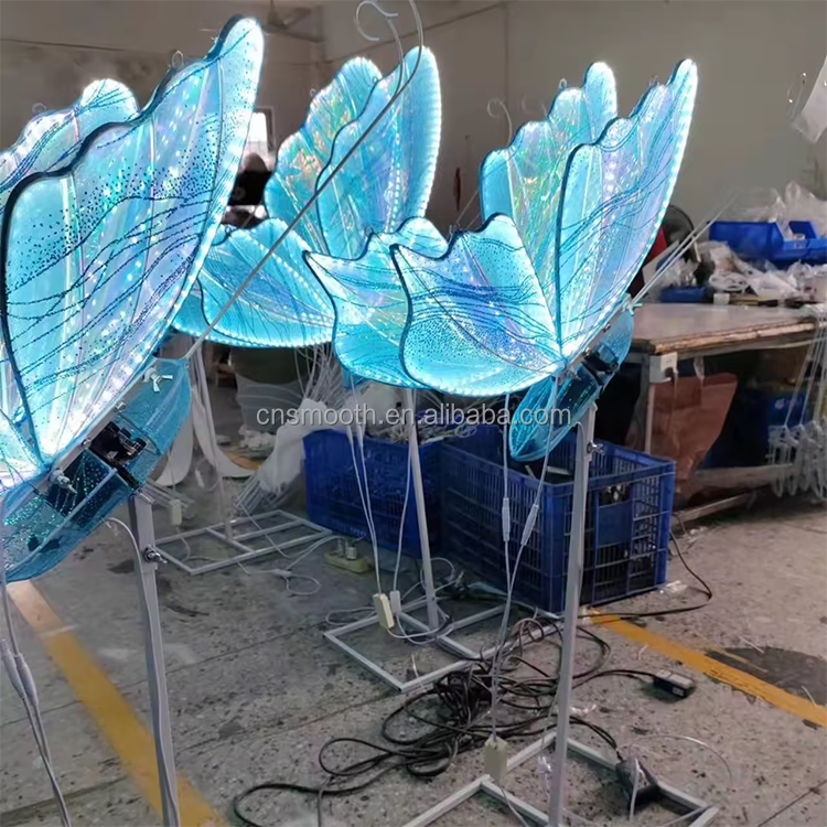 Led Moving Wings Butterfly Blue Pink Purple Led Butterfly for Wedding Party Event Decoration