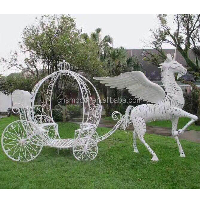 Mobile design white metal iron cinderella wedding pumpkin carriage