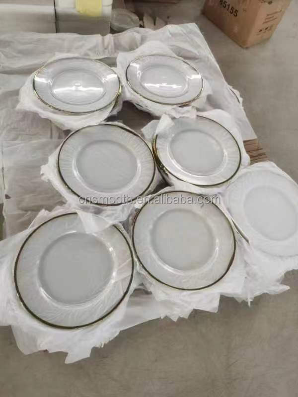 popular sale wedding event tableware clear glass charger plate transparent glass plate