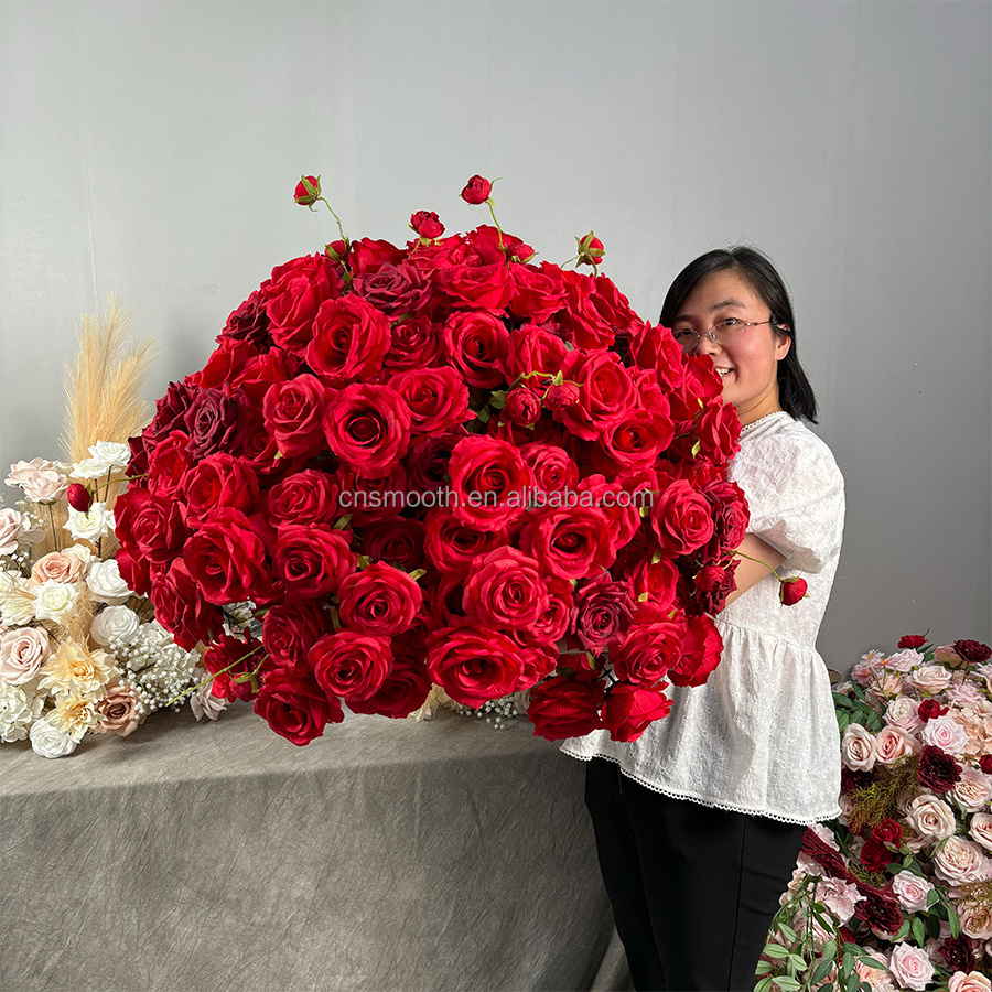 Customized Flower Ball Artificial Floral Red Rose Centerpiece For Wedding Events Decoration