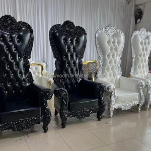 New Arrivals Luxury King Throne High Back Sofa Stainless Steel Chair Wedding For Bride And Groom Sofa Chair