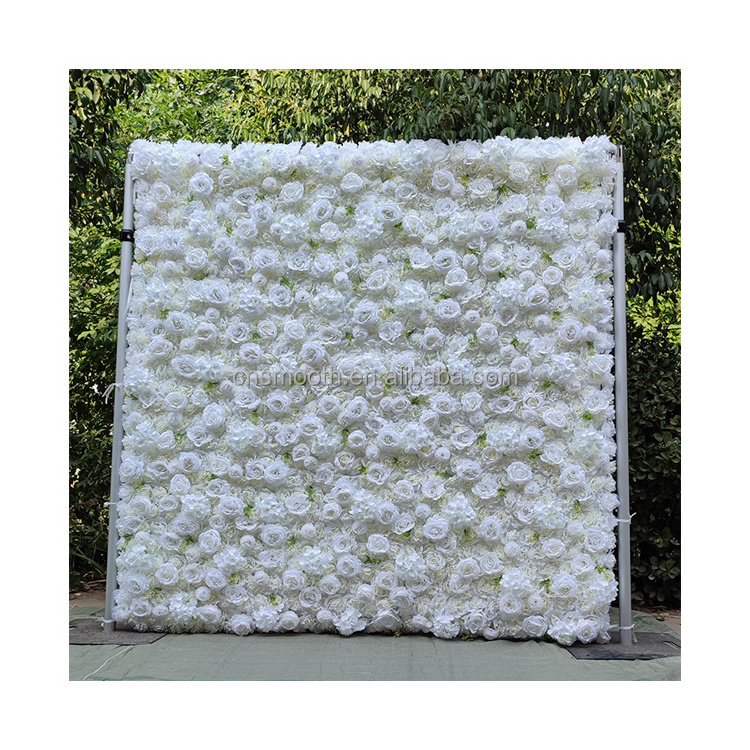 Hot Sale Artificial White Rose Flower Wall Backdrop 5d 8ft x 8ft 3d Flower Wall Decoration