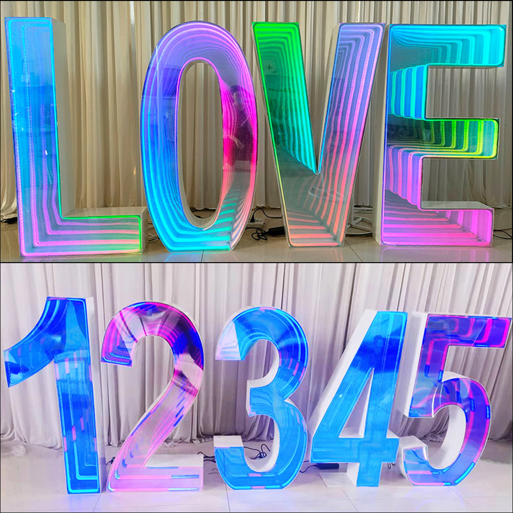 Best Seller Remote Control RGB Color Metal Led Light Up Marquee Number Letter 3D Geometric Marquee For Wedding Stage Decor