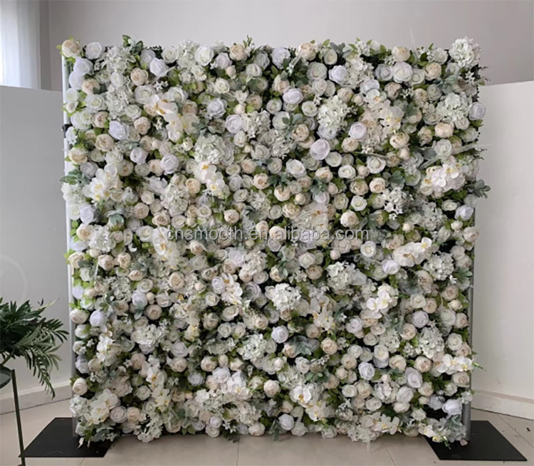 Hot Sale Artificial White Rose Flower Wall Backdrop 5d 8ft x 8ft 3d Flower Wall Decoration