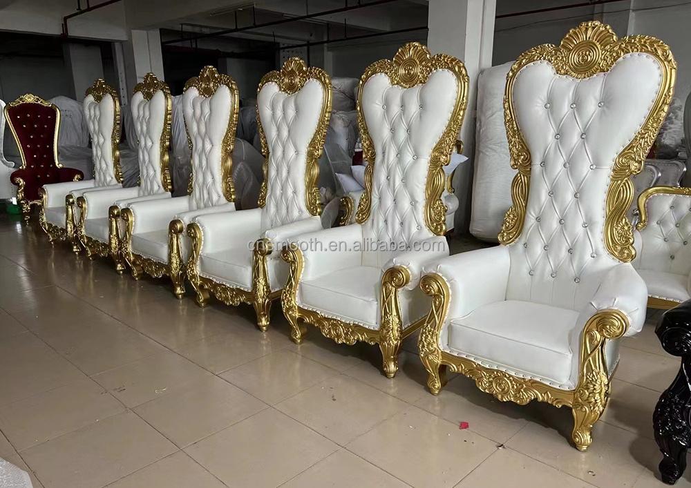 New Arrivals Luxury King Throne High Back Sofa Stainless Steel Chair Wedding For Bride And Groom Sofa Chair