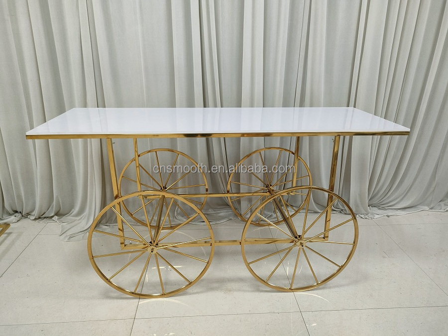 Wholesale wedding party supplies gold candy cart wedding event decoration sweet cart dessert cart display racks